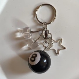 A-yeite Cherry Keychain Magic 8 Ball Keychain with Star Cool Creative Cute Cherry Bag Charm for Handbag Purse Key - White