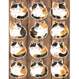 Unbranded Calico Cat Die Cut Vinyl Stickers Set Scrapbooking Laptop Waterbottle