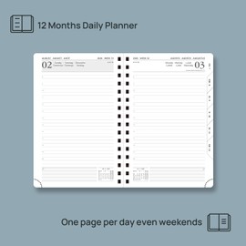 POPRUN Calendar 2026 Daily Planner 21.5 x 14.5 cm, Daily Calendar A5 1 Day 1 Page (Monday - Sunday), Diary (Jan.2026-Dec.2026) Ring Binder with Hard Cover, Plastic Ruler - Midnight Green