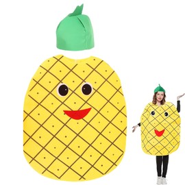 FDRJKN 2Pcs Pineapple Costume Set, Adult Fancy Dress, Funny Fruit Outfits for Themed Parties and Holiday Events for Comfortable Role-Play