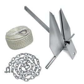 GOIMGN Heavy Boat Anchor Kit，Galvanized Fluke Style Anchor Kit Includes 8.5 lb Galvanized Fluke Anchor with Anchor Chain, Rope, Shackles