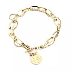 Coins Golden Coins Stainless Steel Gold Plated Charms Bracelets