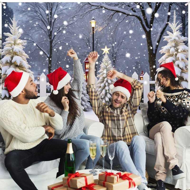 Christmas Photography Backdrop Glitter Snowy Forest Pine Tree Background Xmas
