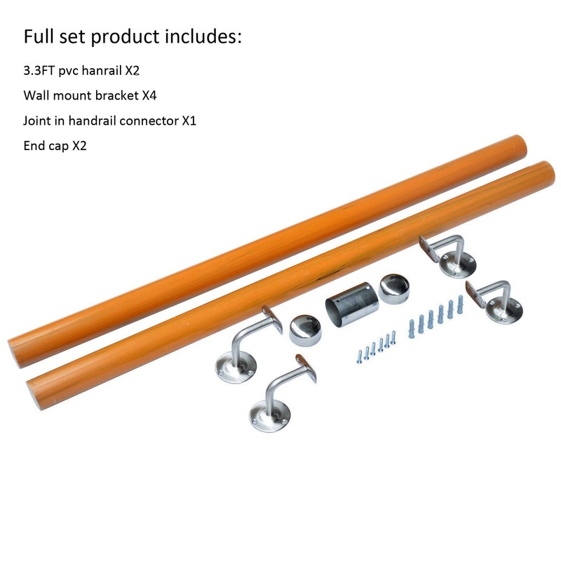 DIYHD 6.6FT Indoor Staircase Handrail,Stainless Steel Bracket Wall Mount Hand