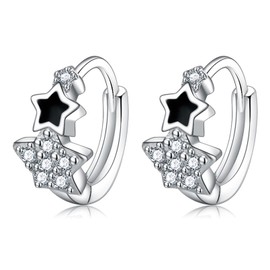 Hoop Earrings 925 Silver 925 with Zirconia for Women Girls Small Earrings Hoop Silver Huggie Sleeping Cartilage Earrings 10 mm, Silver