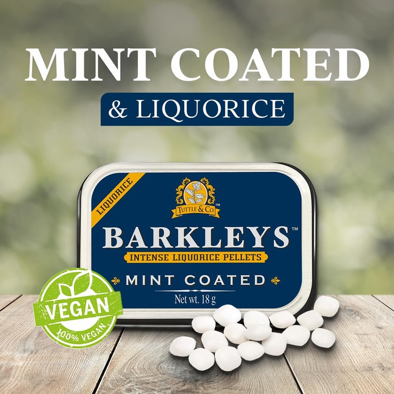 Barkleys Black Licorice Candy, Mint Coated - Licorice Pellets Covered