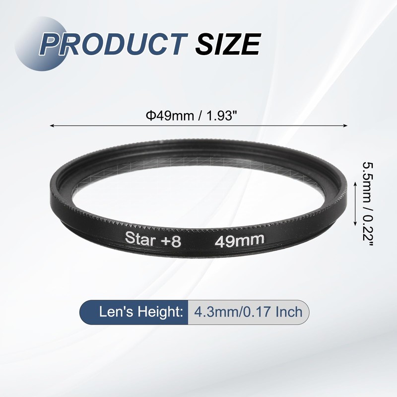 PATIKIL 49mm Star Filter, 8 Points Starburst Len Filter Variable