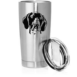 Smooth Body Tumbler Stainless Steel Vacuum Insulated Travel Mug Cup Gift German Shorthaired Pointer Face (Stainless Steel, 20 oz)