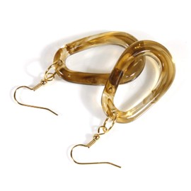 "Loopy Charm", Tortoise Shell Pattern Earrings on Goldtone French Wires