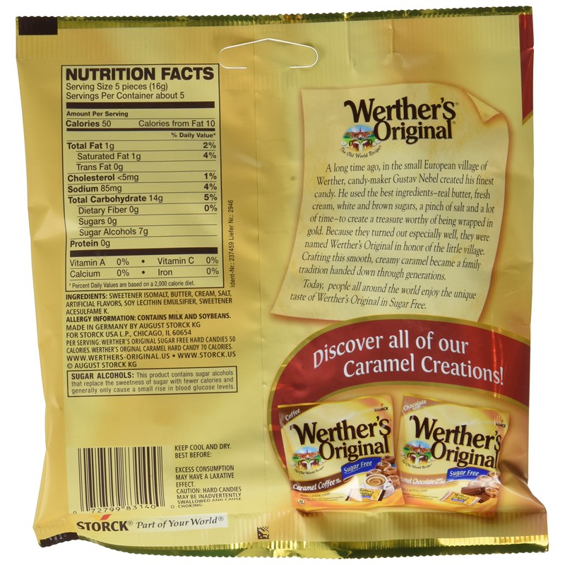 Werthers Original Sugar Free Caramel Hard Candies 12 Pack