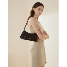 CEUTNIZ Shoulder Bag for Women Hobo Handbags Trendy Y2K Purses Mini Patent Leather Clutch Bag Small Cute Bow Purse (Coffee)