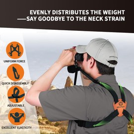 OUFABE Binocular Harness Strap, X-shaped Adjustable and Deluxe Bino Chest Straps for Hunting, Fits for Carrying Binocular, Cameras, Rangefinders and More