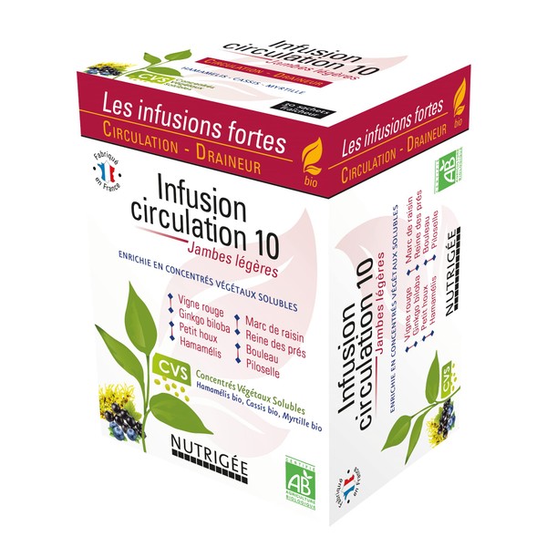Infusion Circulation 10 -Bio - Light Legs Circulation & Drainer- Soluble Plant Concentrates,- Blueberry, 30 Sachets