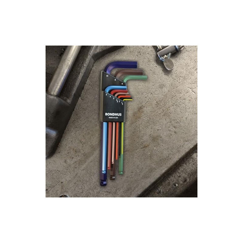 Bondhus 69499 Ball End L-Wrench Set with ColorGuard Finish, 9