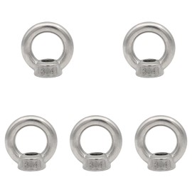 Leliafleury 5Pcs Lifting Eye Nut M10 Stainless Steel Round Shape Ring Nuts Ring Female Threaded Nuts for Lifting Accessories Eye bolt Screw