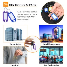Zippered Key Case with Handle, Key Organizer, Fireproof and Waterproof Key Binder with 54 Hooks and Tags Portable Key Storage Book for Offices Real Estate Agencies Hotels and Rental Management