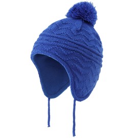 Magracy Baby Toddler Warm Earflap Beanie Kids Boys Girls Winter Fleece Lined Cute Knitted Hat Royal Blue M