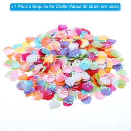 PATIKIL 30Gram Sequins for Crafts, 1Pack Colored Sequin and Spangles Craft Supplies for DIY Making Clothes Nails Greeting Card Scrapbook Decoration, Little Shell Style