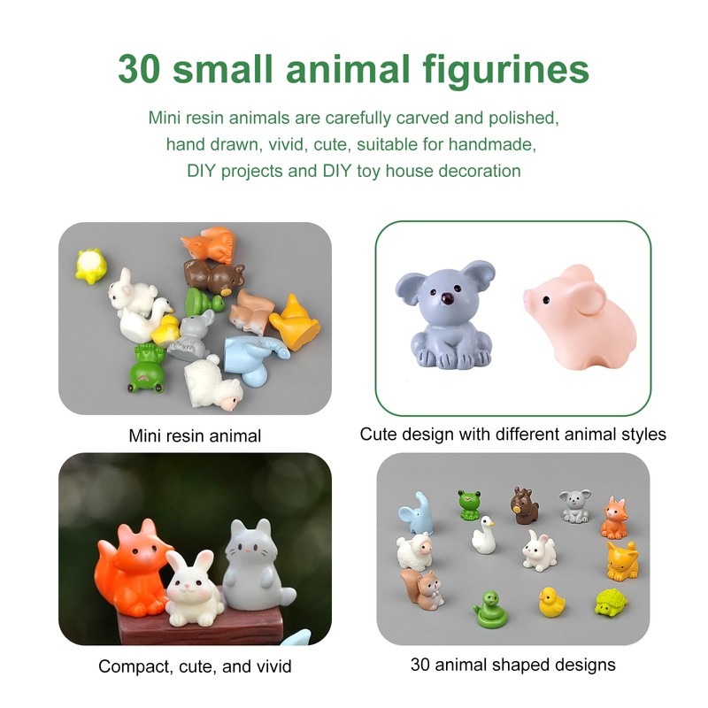 Aikeis 30 Pieces Mini Animals Resin Mini Home Decoration DIY