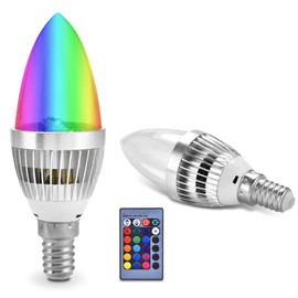 Pilipane E14/E12 Color Changing Light Bulb, 3W RGBW Bulb Candle Base with LED Bulbs, Smart Light Bulbs for Home, Party, Christmas for Mood Lighting
