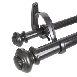 Decopolitan Urn Telescoping Double Drapery Rod Set, 72-144", Bronze