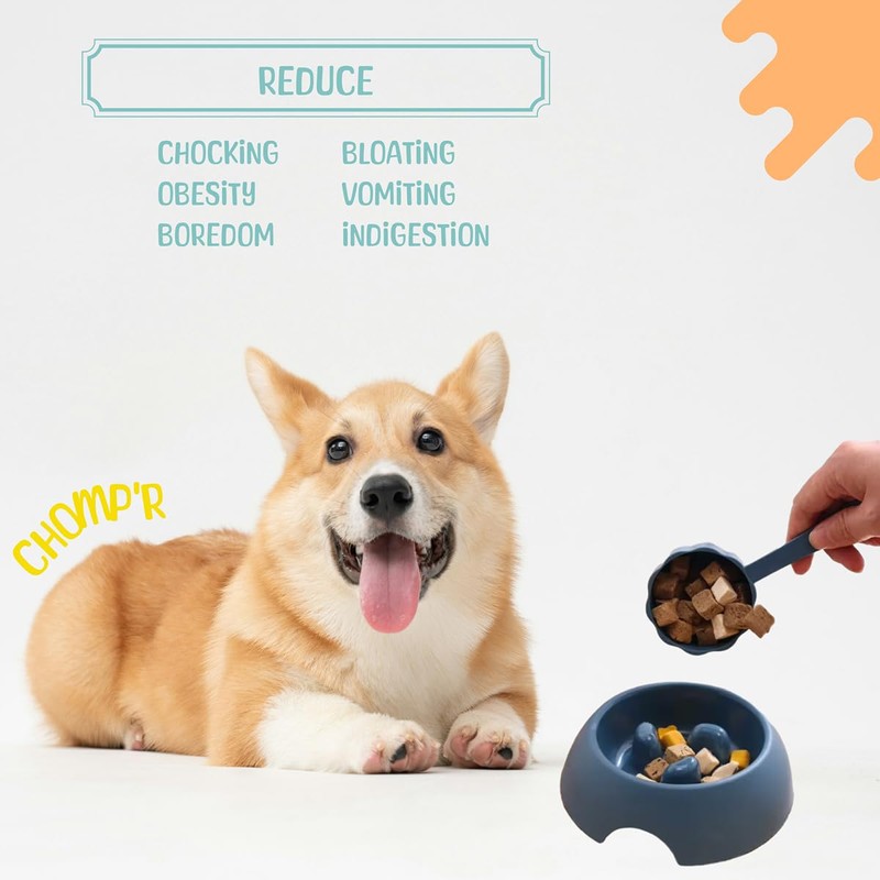 CHOMP'R Mini Interactive Slow Feeder Dog Bowls, Anti-Bloating Pet Slow