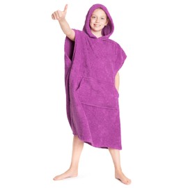 CityComfort Hooded Towel Poncho for Children, Bath Robe for Changing with Pockets, Bath Poncho Made from 100% Cotton, Ideal for Holidays, Swimming, Surfing, Beach, Bath - pink