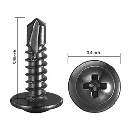 Wensilon (350Pcs)#8×5/8” for Sheet Metal Self-Tapping Screws 410 Black Stainless Steel Truss Head High-Strength Quick Tapping