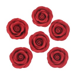 Global Sugar Art Premium Edible Roses, Red, Unwired, Medium 1.5 inches, 12 Count by Chef Alan Tetreault