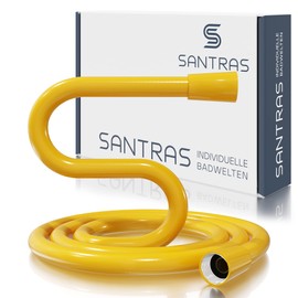 SANTRAS Shower Hose 1.5 m Plastic in Yellow (RAL 1004) with Seals - Shower Hose with Twist Protection and Kink Protection - Standard Connection and Drinking Water Tested for Shower and Bath