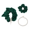 100% Mulberry Silk Scrunchie with Detachable Pearl Bracelet, Green Pure