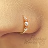 Dainty Silver Nose Piercing Ring With Silver & Bronze Beads