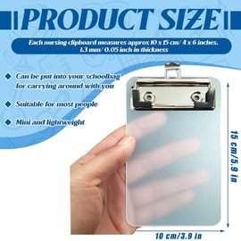 6 Pack Mini Clipboard, 3 Colors 4" x 6" Small Clip Boards for Notepads, Memo Size Receipt, Pocket Lists - Nursing Clipboard, Waiters Clipboard - Black, White Transparent, Orange