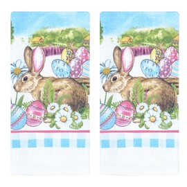 Lobyn Value Packs Oven Mitts and Pot Holders - Kitchen Towels and Dish Cloths Sets - Oven Mitts - Tea Towels - Dish Cloths Set (Easter)