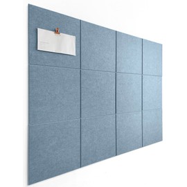 DECORITA Blue Felt Bulletin Board 47"x35" | Felt Wall Tiles (12-Pack) | Large Cork Pin Board Alternative for Office, Home & Classroom | Blue Classroom Decor Office Supplies | Gray Blue