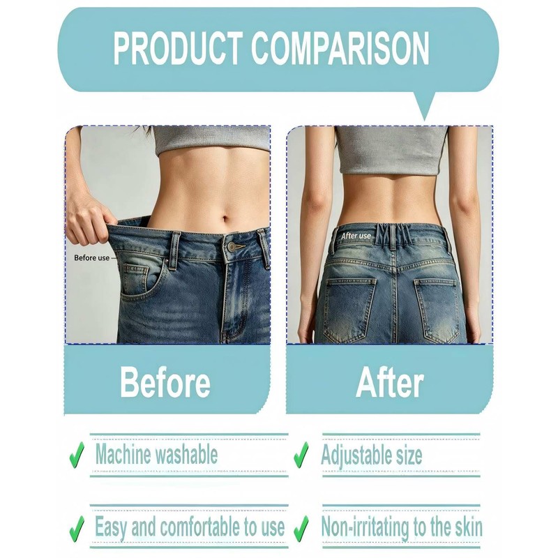 Manordlier Elastic Waist Tightener for Pants with Transparent Resin Buttons