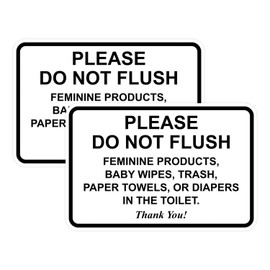 All Quality Classic Framed Please Do Not Flush Thank You Bathroom Etiquette Sign - Laser-Engraved Lettering | Durable ABS Plastic | Vibrant Colors - 4" x 6" (White) 2 Pack