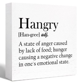 Kitchen Wood Box Signs,Hangry Definition Kitchen Wood Block Signs with Sayings for Kitchen Table Decor,Funny Kitchen Sign Decor for Shelf Counter