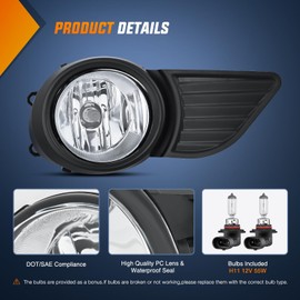 Nilight Fog Lights Assembly Compatible with 2011 2012 2013 2014 2015 2016 2017 Toyota Sienna (Not Fit SE Models) with H11 12V 55W Bulbs Clear Lens Fog Lamps Replacement Driver and Passenger Side