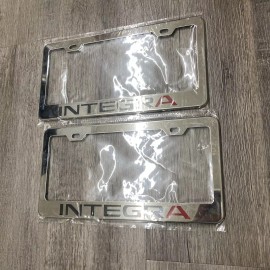 2 Pack Acura Integra Chrome Finish Stainless Steel Metal License Plate Frame