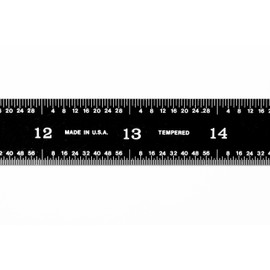 PEC Tools 161-024EZ, 24 Inch Flexible Ruler, 16R (32nds, 64ths, 50 THS, 100ths),Made in US, Stainless Steel, Black Chrome
