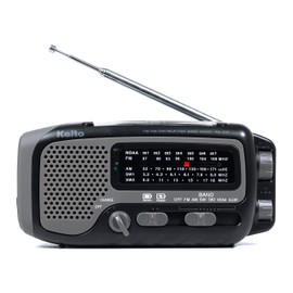 Kaito KA350GY Voyager Trek Solar/Crank AM/FM/SW NOAA Weather Radio with 5-LED Flashlight, Gray