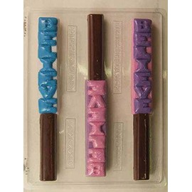 ""BELIEVE" (vertical) on Pretzel Rod Candy Mold AO216