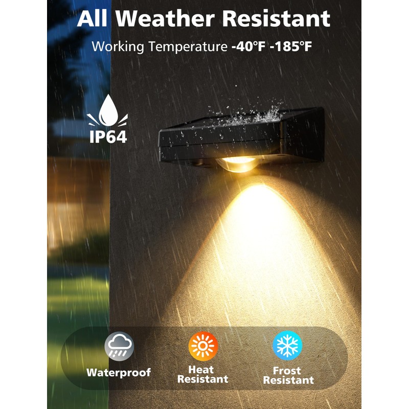 VOLISUN Solar Fence Lights, Fence Lights Solar Powered, IP65 Waterproof