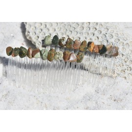 DejaVu Designs Rainforest Rhyolite Stone Hair Combs (Qty of 2)
