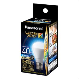 Panasonic LDA5DDGE17SZ4AN LED Bulb, Premier X, Base Diameter 0.7 inch (17 mm), Bulb 40 W Equivalent, Daylight Color Equivalent, 4.7 W; General Bulb, Omnidirectional Type, Insulation Installation, Sealed Type, For Outdoors
