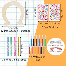 Horseshoe Children's Birthday, 28 Pieces Horse Birthday Decoration, Wind Chime Craft Set Children, Horseshoe Wood, Horseshoe Wood for Painting, Wooden Crafts Children for Girls Boys DIY Craft School