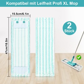 GFRED Set of 2 Microfibre Floor Mop Replacement Covers for Leifheit Profi XL Micro Duo / Profi XL Cotton Plus All Floor Mop Handles Mop Cover Replacement Head