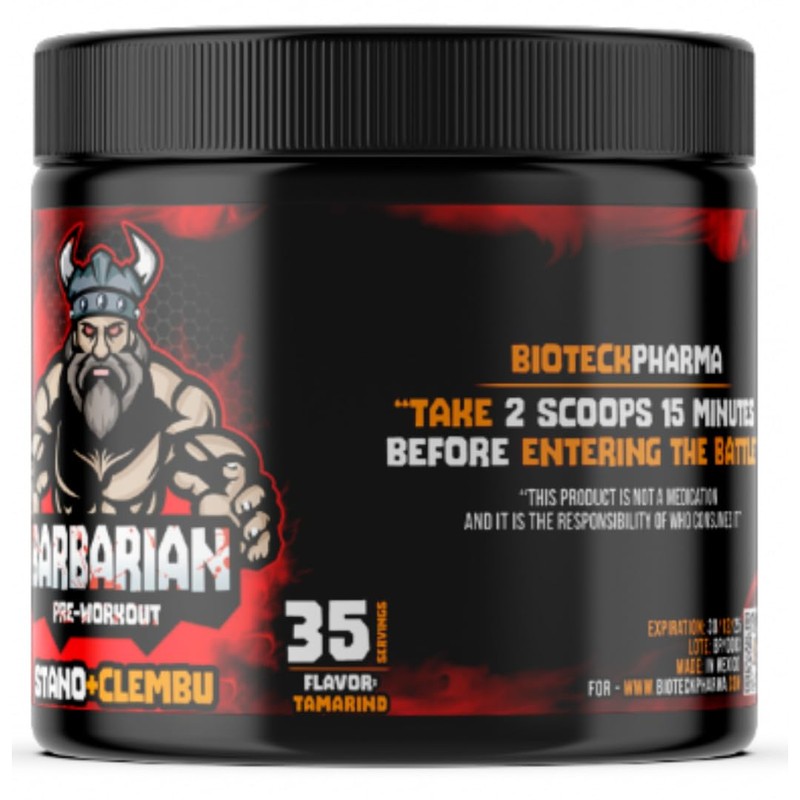 BIOTECKPHARMA | Pre entreno Barbarian de 350 gr rinde 35