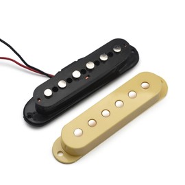 SAPHUE guitar pickups Single Coil Staggered Top Plastic Bobbin Pickup Electric Guitar Pickup Neck/Middle/Bridge 50/50/52mm for FD Strat Guitar Accessories (Cream)